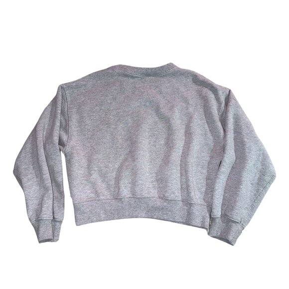 Urban Outfitters Small Cropped Crewneck Sweatshirt Tree Living Wisely Gray - Picture 2 of 11